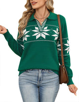 LOMON V Neck Long Sleeve Loose Sweaters Color Block Striped Knitted Pullover Jumper Tops