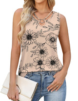 LOMON Womens Summer Tank Tops Sleeveless Shirts V Neck Casual Tee Cut Out Ring Keyhole Tanks Camisole Blouse