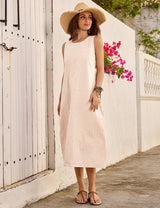 LOMON Summer Dresses for Women Cotton Casual Maxi Dress Beach Vacation Long Sundresses Plaid Striped with Pockets