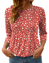 LOMON Women's 3/4 Length Sleeve Tops Crew Neck Dressy Casual Blouses Summer Tees Shirts