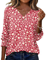 LOMON Blouses for Women Dressy Casual 3/4 Length Sleeve Womens Tops with Buttons Decor