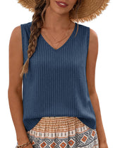 LOMON Womens Linen Crop Tank Top V Neck Tank Tops Sleeveless Cute Spring Summer Tops for Women 2026 Beach Vacation (XS-XL)