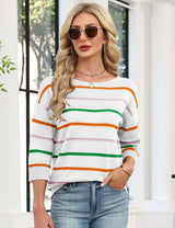LOMON Womens Sweaters Casual Boat Neck 3/4 Sleeve Lightweight Knit Trendy Pullover Sweater Summer Tops S-XL