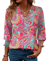 LOMON Women's 2026 Fashion Tops 3/4 Length Sleeve Business Casual Blouses Summer Tees Shirts S-4X