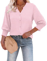 LOMON Button Down Shirts for Women 3/4 Length Sleeve Business Casual Blouses 2026 Summer Tops
