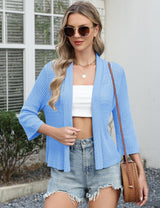LOMON Shrug Cardigan for Women 3/4 Sleeve Casual Openwork Knit Sweater Tops Spring