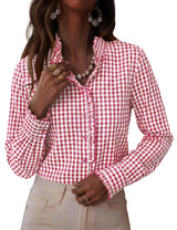 LOMON Button Down Shirts for Women Dressy Casual Long Sleeve Ruffle Blouses Office Tops Work Shirt