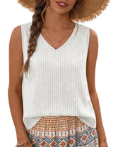 LOMON Womens Linen Crop Tank Top V Neck Tank Tops Sleeveless Cute Spring Summer Tops for Women 2026 Beach Vacation (XS-XL)