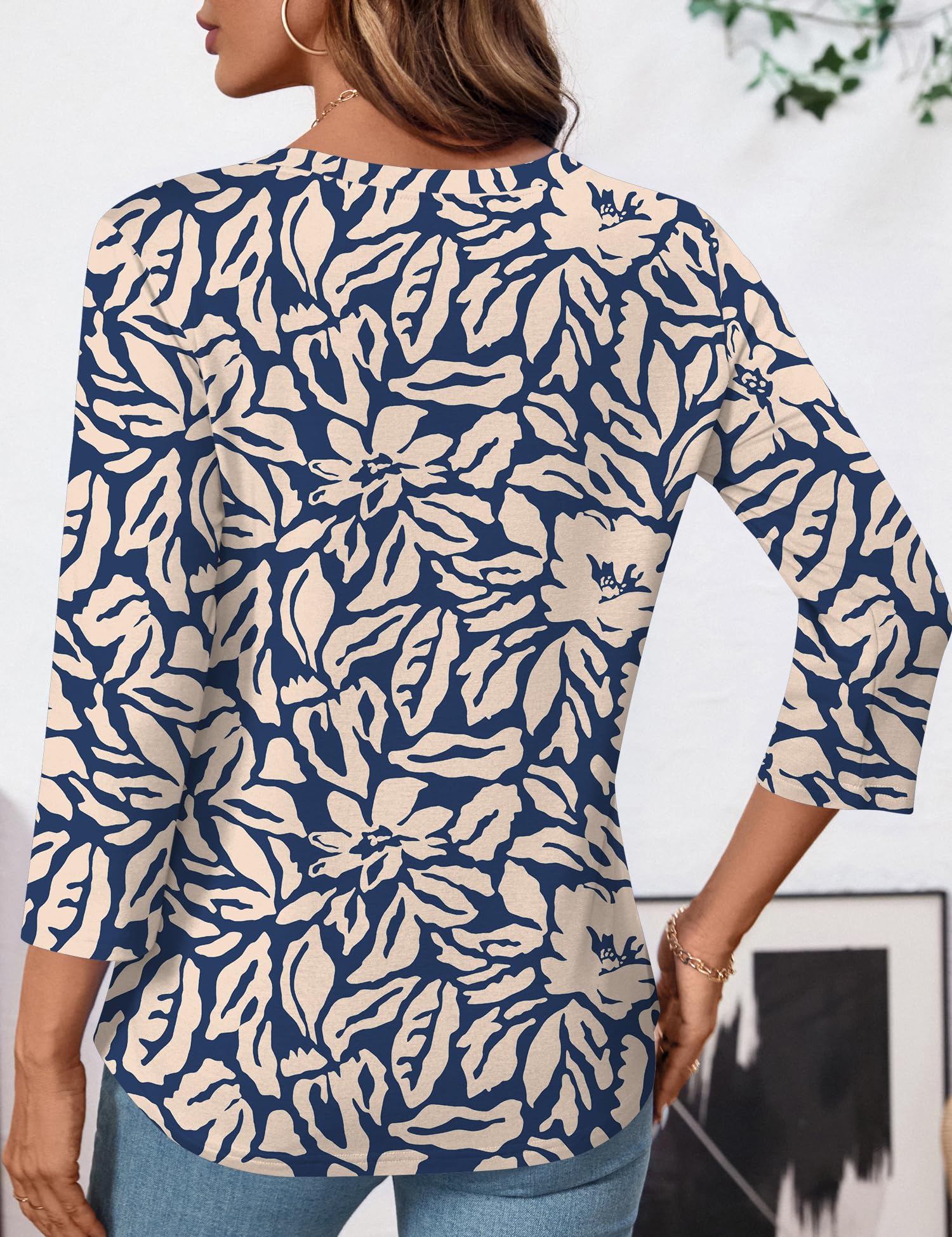 LOMON Womens 3/4 Length Sleeve Tops V Neck Business Casual Blouses Summer Tees Shirts 2026