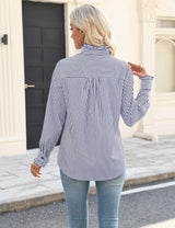LOMON Button Down Shirts for Women Dressy Casual Long Sleeve Ruffle Blouses Office Tops Work Shirt