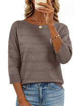LOMON Womens Sweaters Casual Boat Neck 3/4 Sleeve Lightweight Knit Trendy Pullover Sweater Summer Tops S-XL
