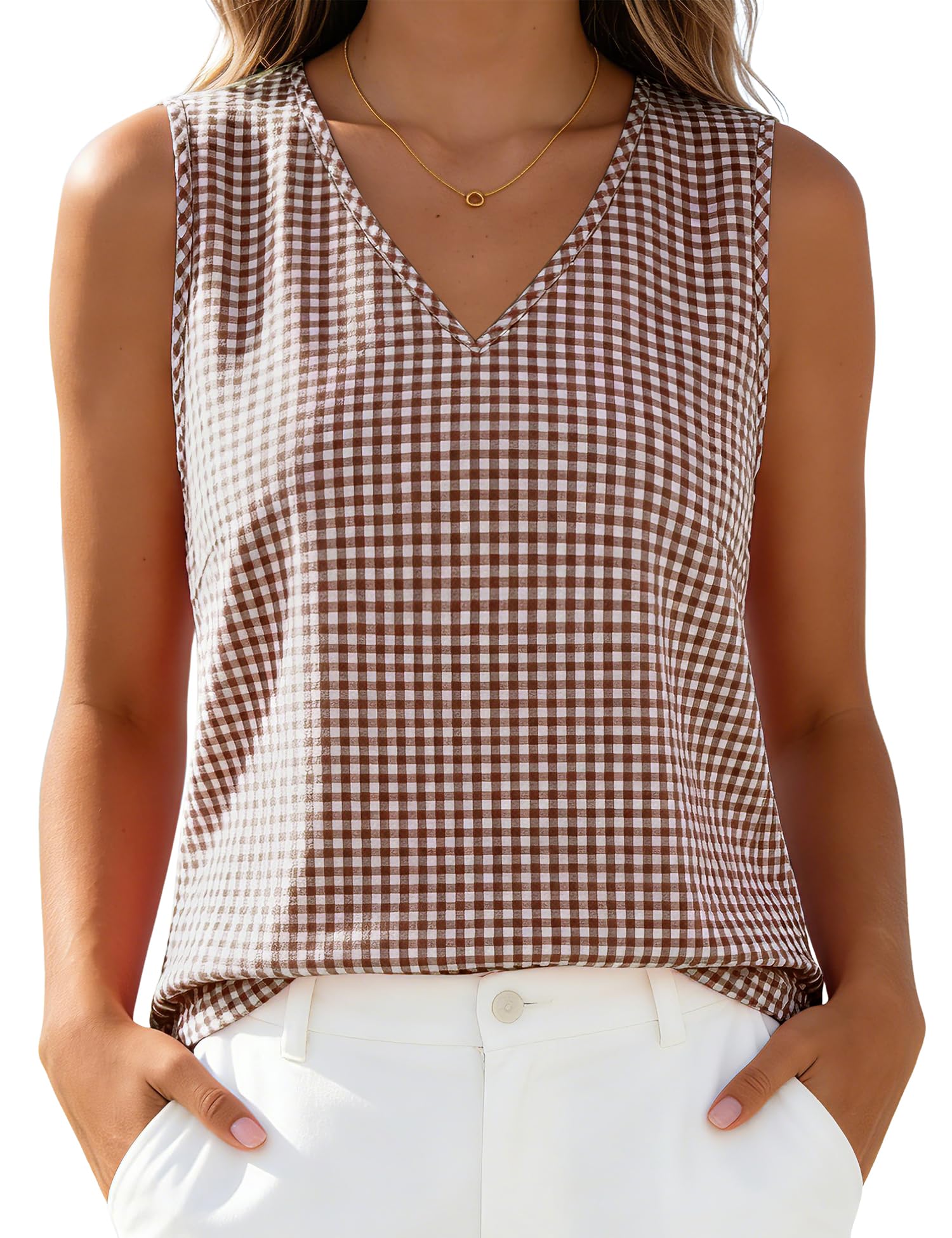 LOMON Womens Linen Crop Tank Top V Neck Tank Tops Sleeveless Cute Spring Summer Tops for Women 2026 Beach Vacation (XS-XL)