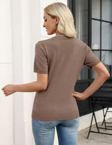 LOMON Womens Short Sleeve Sweater Spring Square Neck Knit Tops Summer Fahshion Business Casual Tops