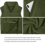 LOMON Womens Fuzzy Fleece Vest, Casual Warm Sleeveless Zip Up Sherpa Vest Jacket with Pockets for Fall/Winter