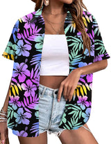 LOMON Women's Summer Hawaiian Shirts Floral Short Sleeve Button Down Shirts Hawaii Tropical Beach Tops Outfits