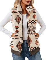 LOMON Womens Fuzzy Fleece Vest, Casual Warm Sleeveless Zip Up Sherpa Vest Jacket with Pockets for Fall/Winter
