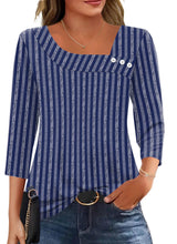 LOMON Womens 3/4 Length Sleeve T Shirts Asymmetrical Neck Tops Business Blouses for Women Fashion 2026