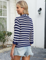 LOMON Shrug Cardigan for Women 3/4 Sleeve Casual Openwork Knit Sweater Tops Spring