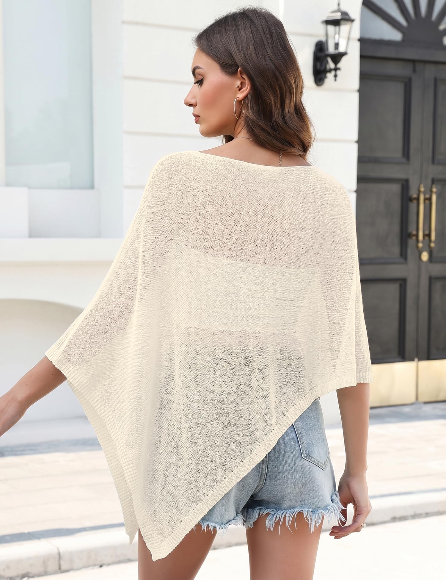 LOMON Womens Sheer Poncho Shrug Bolero Lightweight Knit Crochet Shrug Mesh Cover Up Summer 2026