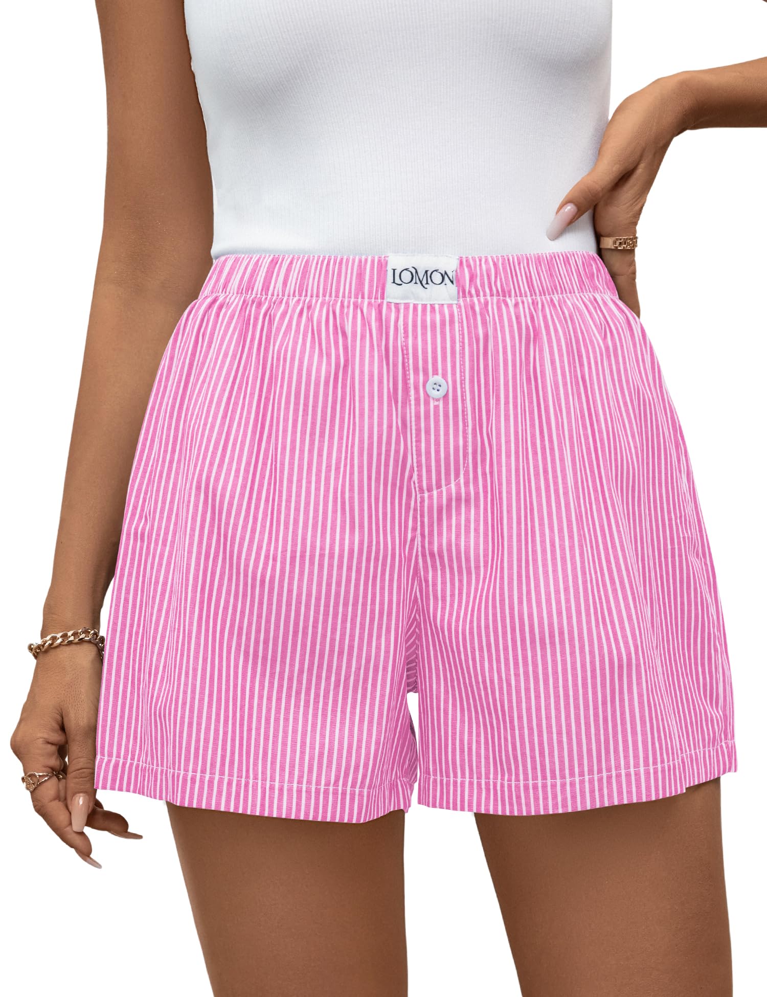 Lomon Womens Boxer Shorts Casual Summer Pajama Lounge Sleep Pj Gingham Plaid Shorts Y2K Beach Bottoms