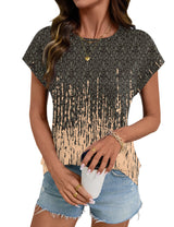 LOMON Womens Summer Tops Short Sleeve Shirts Cap Sleeve Tops Crew Neck Cute Trendy Tunic Blouses Dressy Casual Outfits 2026