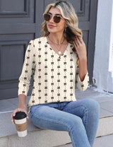 Lomon Women's V Neck T Shirts 3/4 Sleeve Blouse Summer Tops Dressy Casual Basic Tees