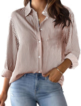 LOMON Button Down Shirt for Women Spring Summer Tops Long Sleeve Business Dressy Casual Blouses Collared Work Outfits Clothes