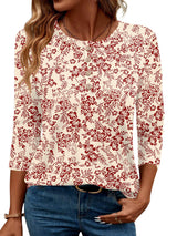 LOMON 3/4 Length Sleeve Womens Tops Dressy Casual Crewneck Pullover Tunics Summer Cute Blouses Fashion 2025 Tees Shirts