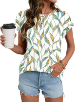 LOMON Womens Summer Tops Short Sleeve Shirts Cap Sleeve Tops Crew Neck Cute Trendy Tunic Blouses Dressy Casual Outfits 2026