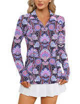 LOMON Women Long Sleeve Shirts Sun Protection 1/4 Zip Summer Quick Dry Hiking Shirts Quarter Zip Pullover for Women
