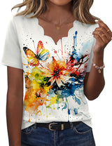 LOMON Womens Summer Tops V Neck Short Sleeve Shirts Dressy Casual Tunic Blouses Spring Fashion