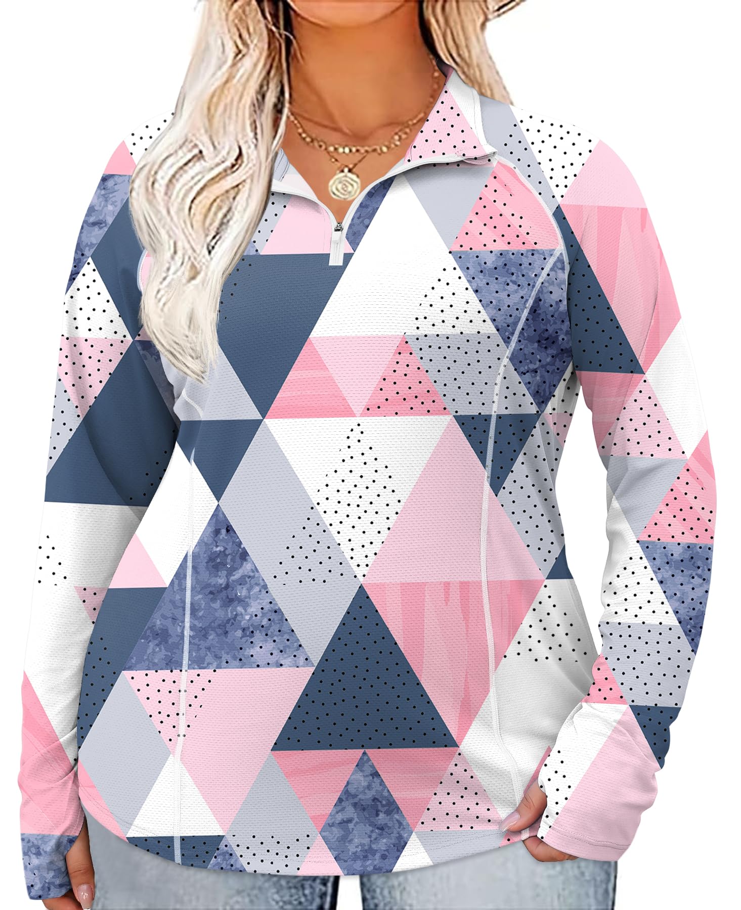 LOMON Womens Plus Size Workout Tops Long Sleeve 1/4 Zip UV Sun Protection Quick Dry Hiking Athletic Shirts Rash Guard UPF 50+