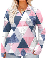 LOMON Womens Plus Size Workout Tops Long Sleeve 1/4 Zip UV Sun Protection Quick Dry Hiking Athletic Shirts Rash Guard UPF 50+