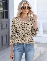 Lomon Women's V Neck T Shirts 3/4 Sleeve Blouse Summer Tops Dressy Casual Basic Tees