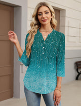 LOMON Womens Tops 3/4 Sleeve Botton Down Shirts Casual V Neck Tunic Blouses Pleated Fashion Summer Tees 2026 Trendy S-3XL