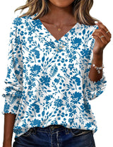 LOMON Blouses for Women Dressy Casual 3/4 Length Sleeve Womens Tops with Buttons Decor