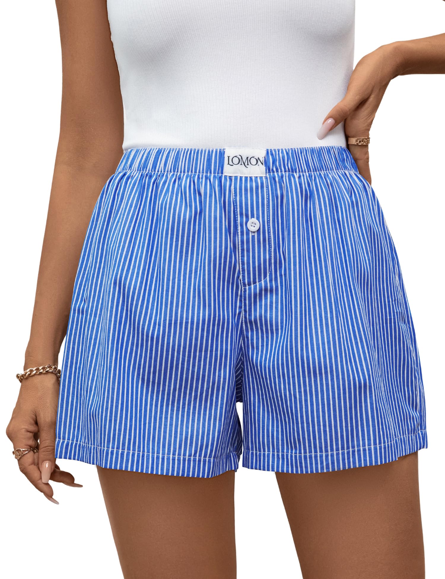 Lomon Womens Boxer Shorts Casual Summer Pajama Lounge Sleep Pj Gingham Plaid Shorts Y2K Beach Bottoms