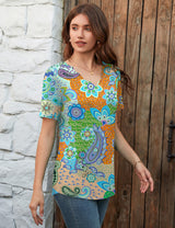LOMON Womens Summer Tops V Neck Short Sleeve Shirts Dressy Casual Tunic Blouses Spring Fashion