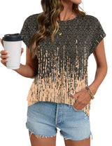 LOMON Womens Summer Tops Short Sleeve Shirts Cap Sleeve Tops Crew Neck Cute Trendy Tunic Blouses Dressy Casual Outfits 2026