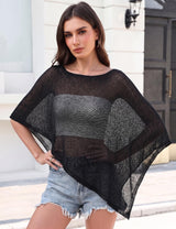 LOMON Womens Sheer Poncho Shrug Bolero Lightweight Knit Crochet Shrug Mesh Cover Up Summer 2026