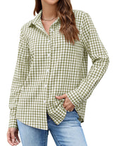 LOMON Button Down Shirt for Women Spring Summer Tops Long Sleeve Business Dressy Casual Blouses Collared Work Outfits Clothes
