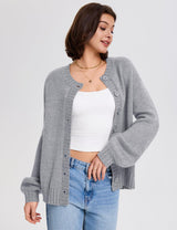 LOMON Cardigan for Women Lantern Long Sleeve Button Down Sweater Oversized Open Front Cardigan Sweaters Coats