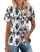 LOMON Womens Golf Polo Shirts Summer Short Sleeve 1/4 Zip Tops Moisture Wicking Casual Tennis Activewear with Pockets