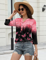 LOMON Womens Tops 3/4 Sleeve Botton Down Shirts Casual V Neck Tunic Blouses Pleated Fashion Summer Tees 2026 Trendy S-3XL