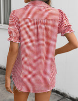 LOMON Linen Shirts for Women Puff Sleeve Button Down Summer Casual Cotton Linen Blouses Collared Work Tops Dressy