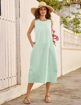 LOMON Summer Dresses for Women Cotton Casual Maxi Dress Beach Vacation Long Sundresses Plaid Striped with Pockets