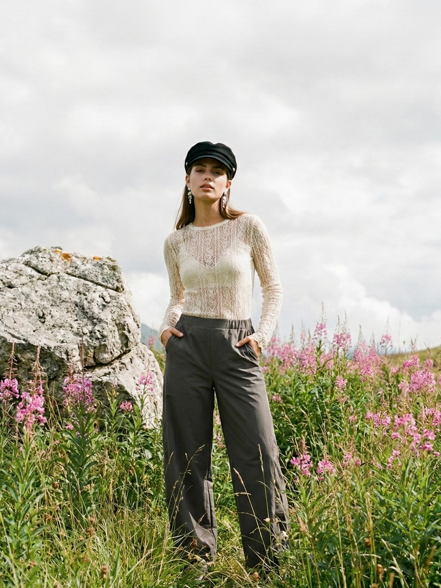 LOMON Wide Leg Barrel Pants for Women 27" Work Dress Casual Golf Loose Fit Crop Ankle Palazzo Slacks with Pockets Spring 2026