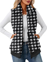 LOMON Womens Fuzzy Fleece Vest, Casual Warm Sleeveless Zip Up Sherpa Vest Jacket with Pockets for Fall/Winter