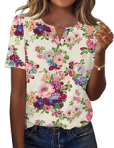 LOMON Womens Short Sleeve V Neck T Shirts Summer Tops Basic Tees Business Casual Blouses Trendy Fashion Clothes
