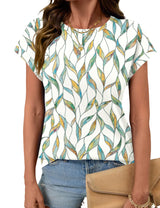 LOMON Womens Summer Tops Short Sleeve Shirts Cap Sleeve Tops Crew Neck Cute Trendy Tunic Blouses Dressy Casual Outfits 2026